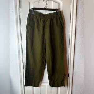 Quince Olive Green Relaxed 100% European Linen Pants size medium